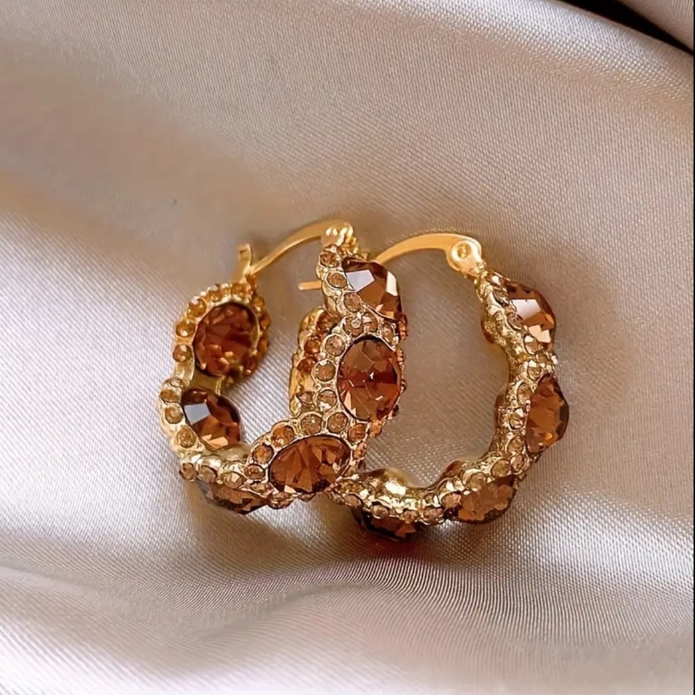 BRAND NEW🤎SUPER CUTE French Brown Tone Elegant Hoop Earrings
